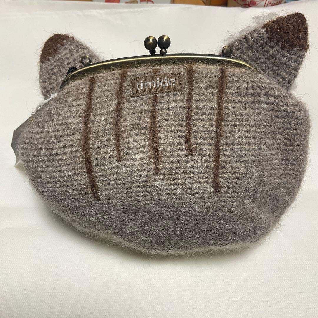 TIMIDE ネコ　ポーチ　猫　　ハンドメイド　がま口　チャトラ