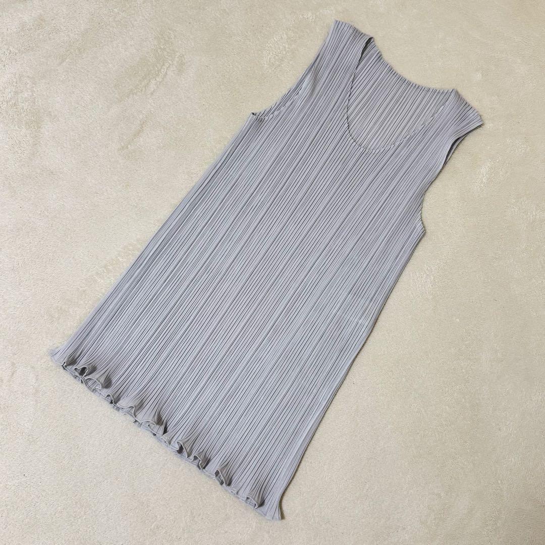 極美品✨PLEATS PLEASE プリーツ　変形　チュニック　ライトグレー