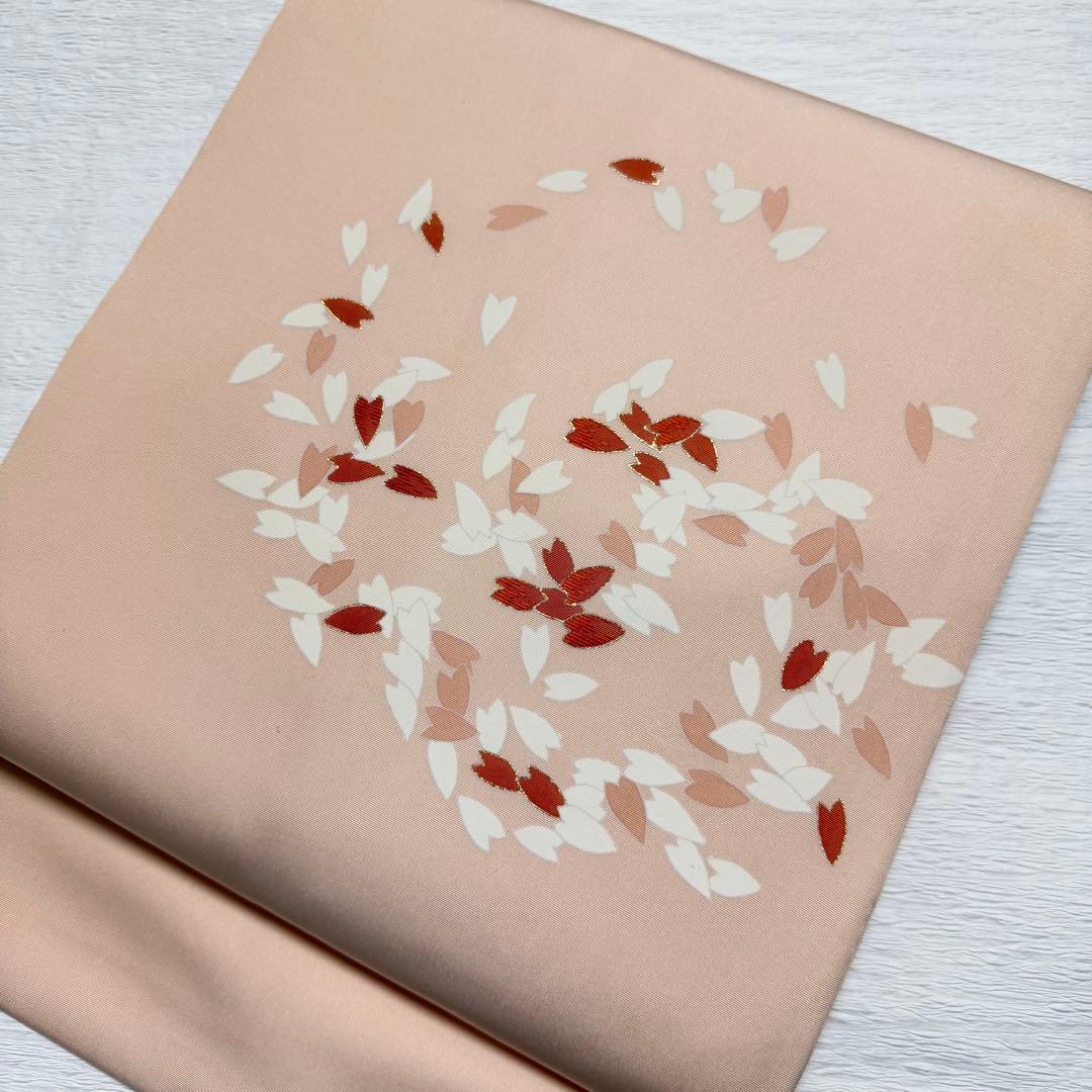 m148 桜の花びら 塩瀬 名古屋帯 正絹