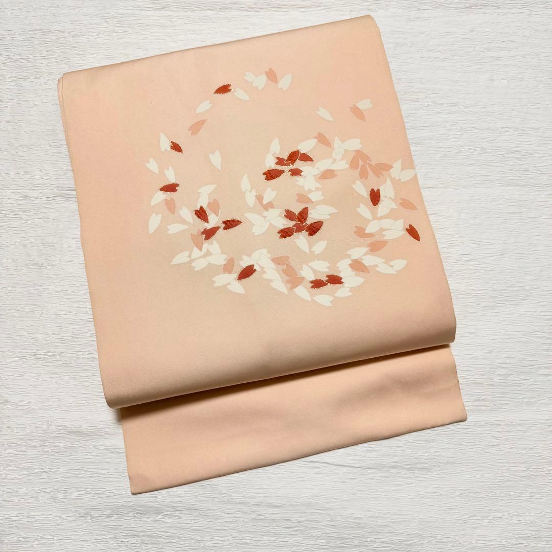 m148 桜の花びら 塩瀬 名古屋帯 正絹