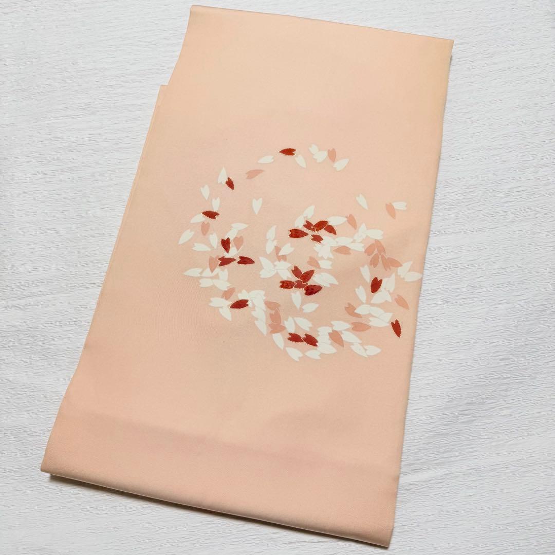 m148 桜の花びら 塩瀬 名古屋帯 正絹