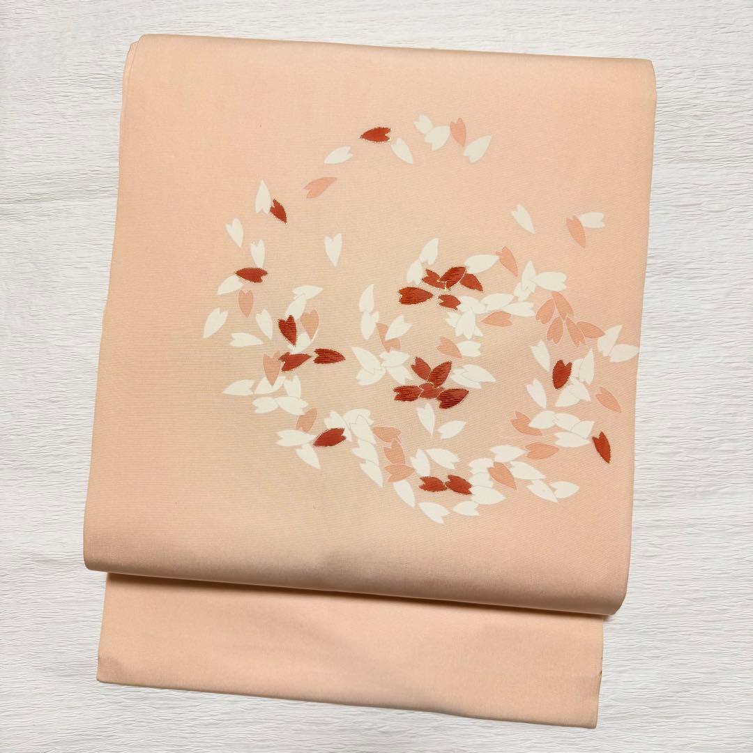 m148 桜の花びら 塩瀬 名古屋帯 正絹