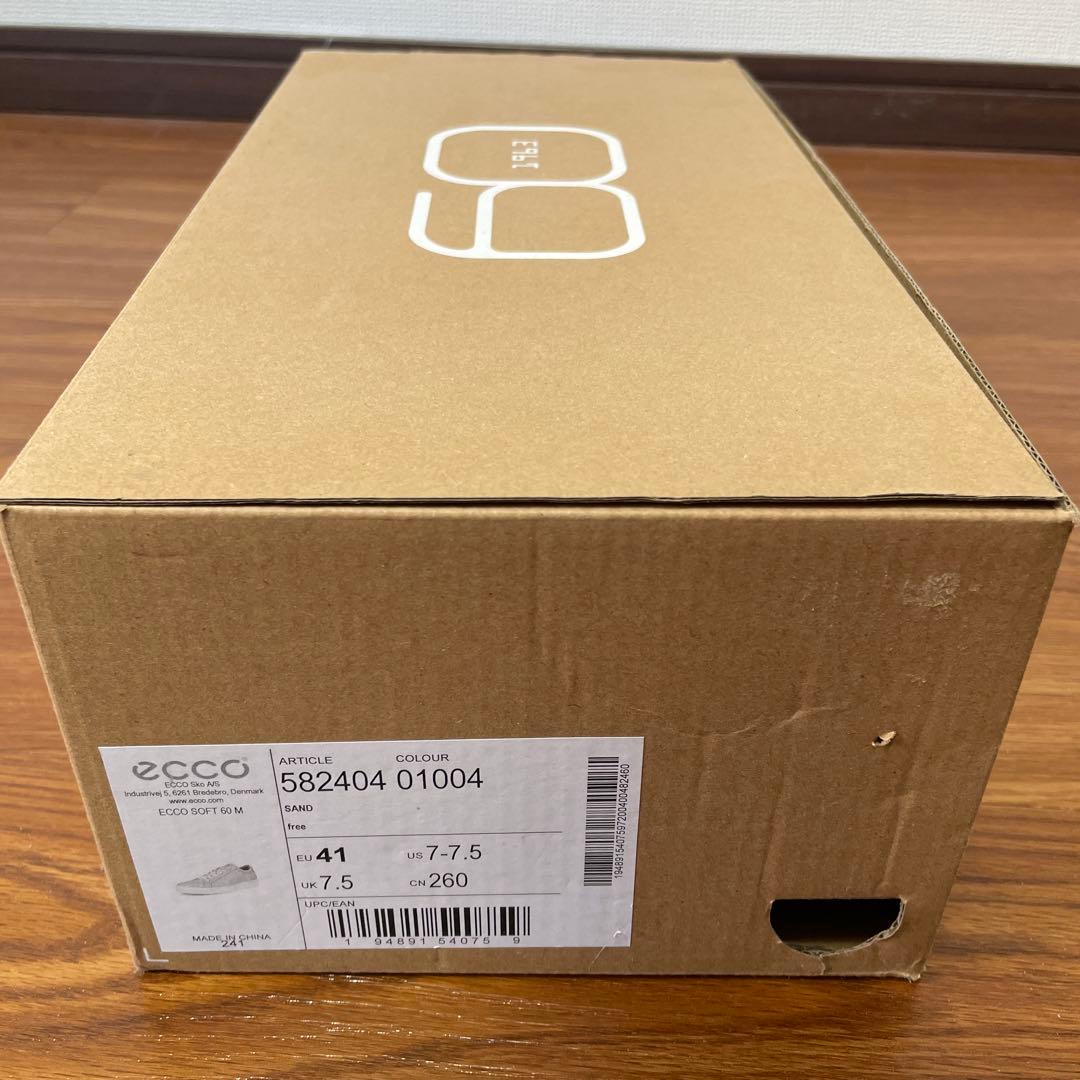 ECCO SOFT60 ベージュレザー スニーカー