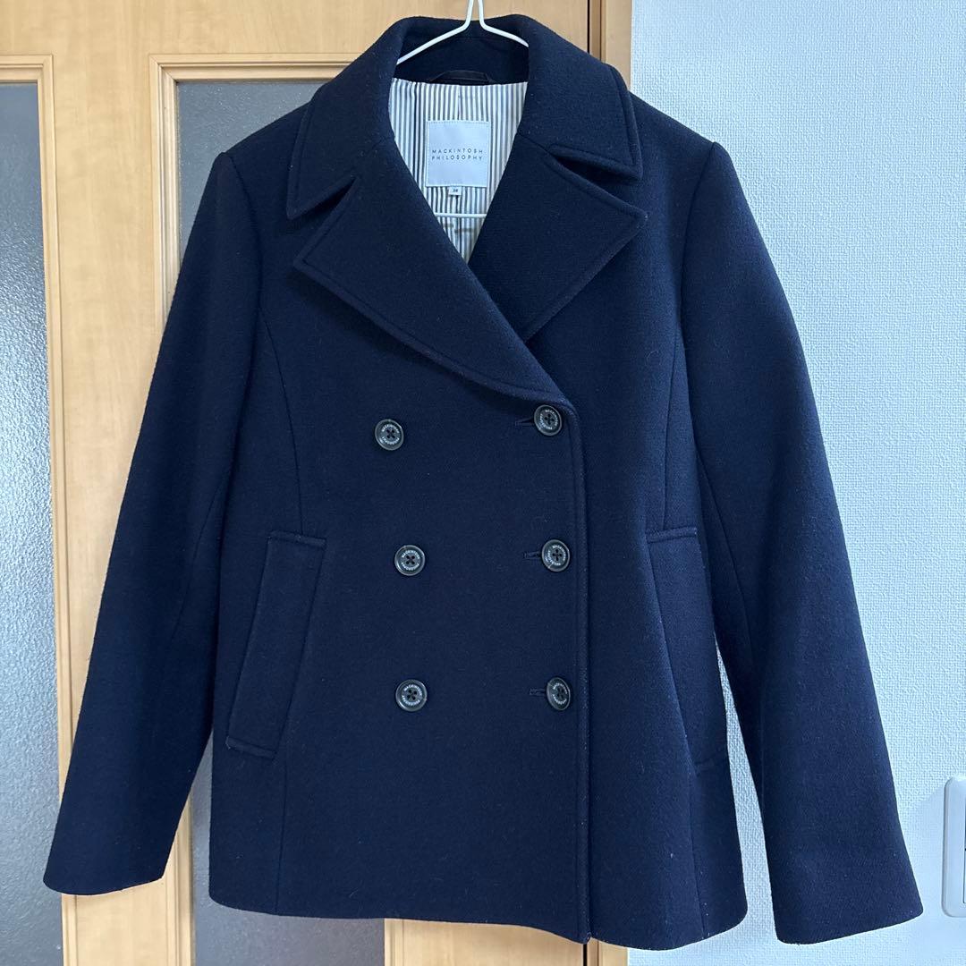 マッキントッシュ 38 ウール ネイビー ダブルブレストピーコート