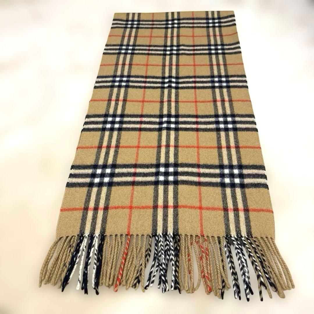 ★美品★ Burberry カシミヤ100%マフラー ノバチェック　白タグ