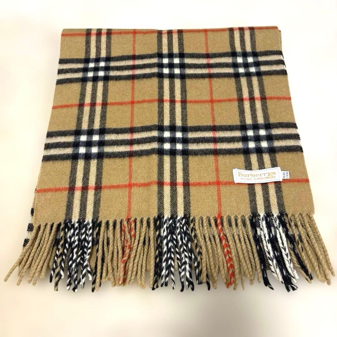 ★美品★ Burberry カシミヤ100%マフラー ノバチェック　白タグ