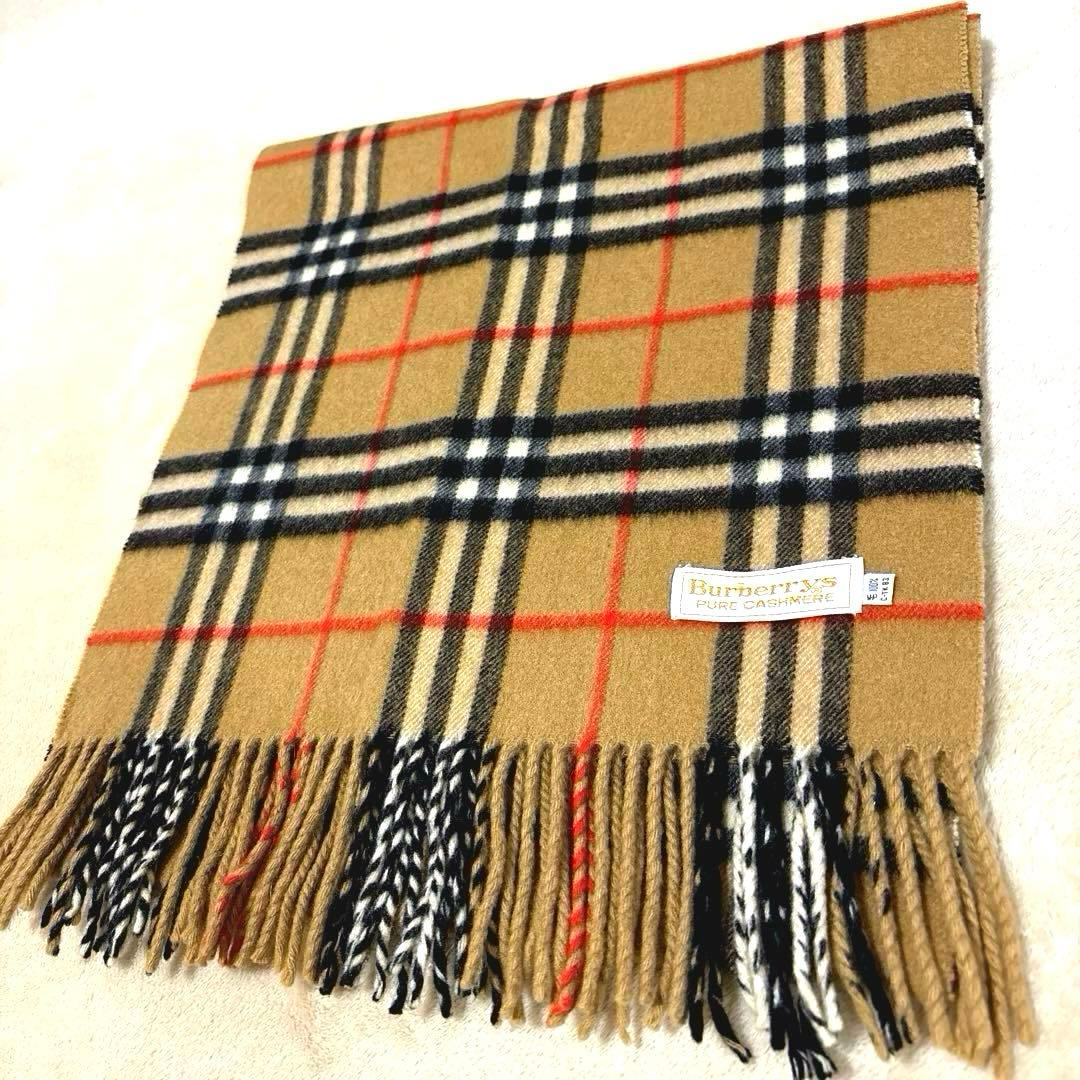 ★美品★ Burberry カシミヤ100%マフラー ノバチェック　白タグ