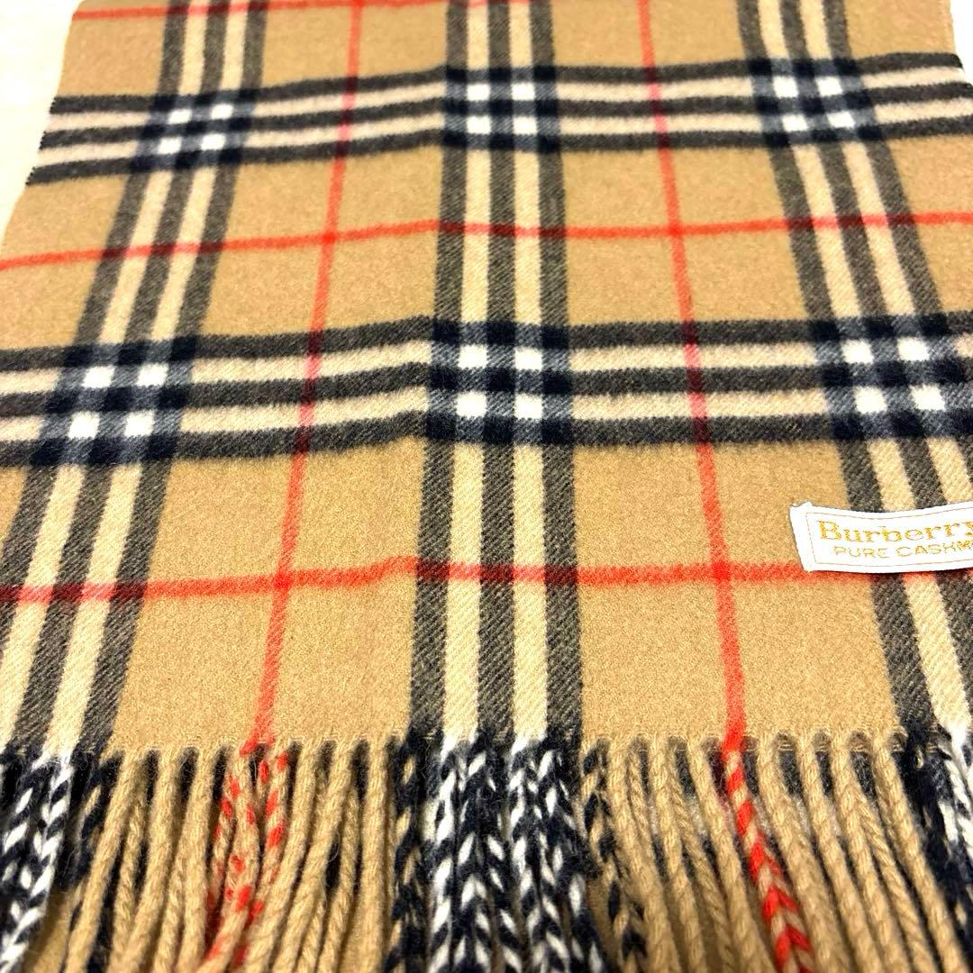 ★美品★ Burberry カシミヤ100%マフラー ノバチェック　白タグ