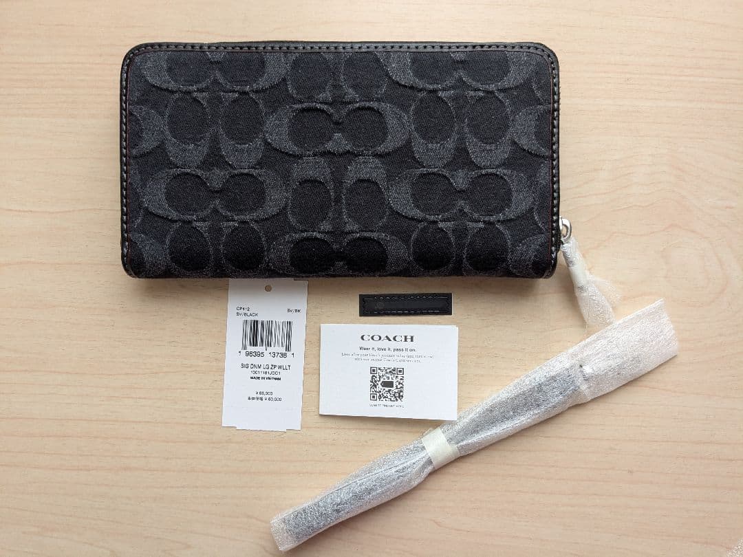 新品タグ付き＊COACH シグネチャーブラックデニム ロング長財布＊Unisex