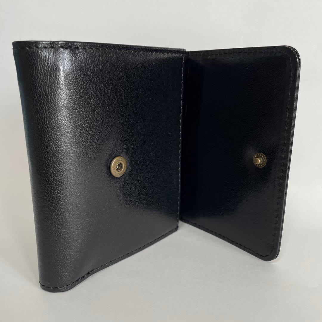 極美品 ANNA SUI 二つ折り財布 黒 レザー バタフライ 蝶 コンパクト