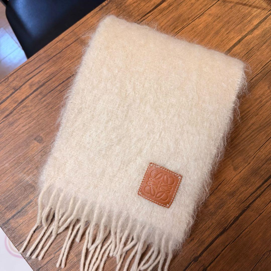 LOEWE ロエベ　スカーフ　モヘア&ウール　アイボリー
