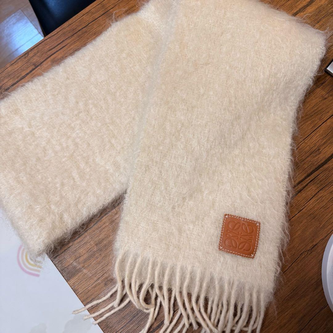 LOEWE ロエベ　スカーフ　モヘア&ウール　アイボリー