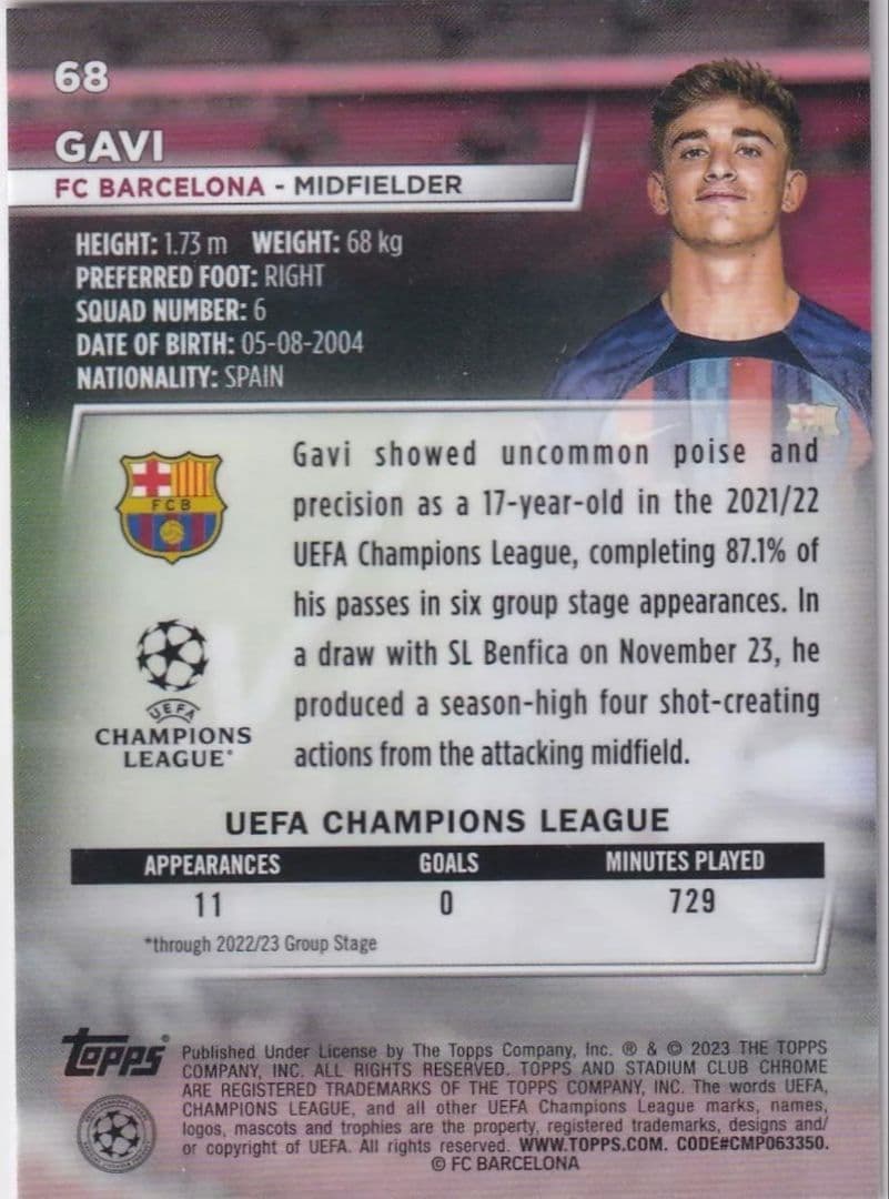 【直筆サイン入り】Gavi ガビ バルセロナ　Barcelona　カード付き