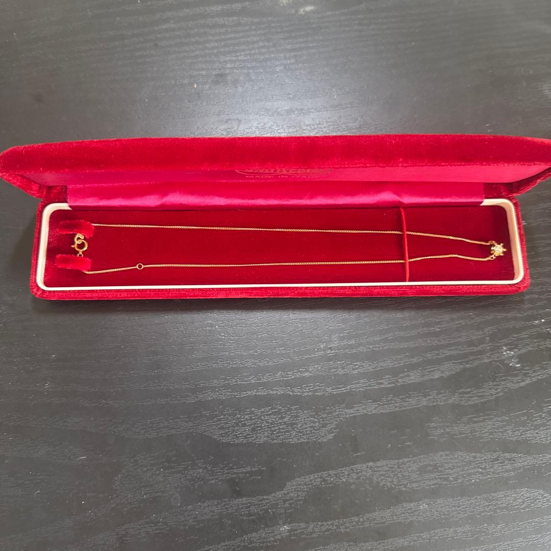 ジュエリーマキk18YG天然ダイヤモンド0.23ctネックレス ケース付き　美品