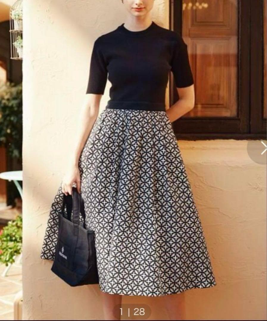 美品　完売　DRESSTERIOR オーバーラップサークルコンビワンピース 36