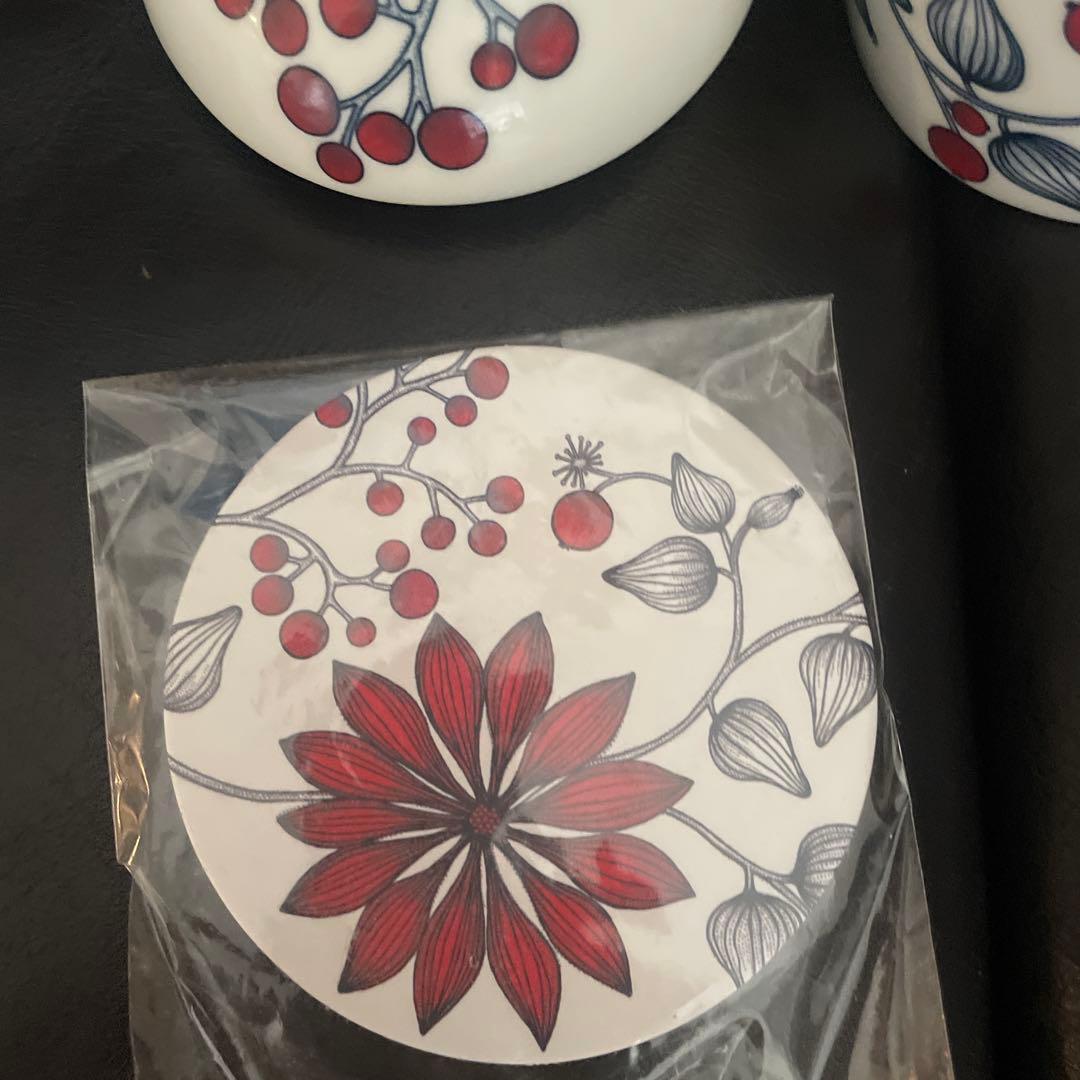 アラビア ルノ ジャー蓋付　フロストベリー　＆コースター　Arabia