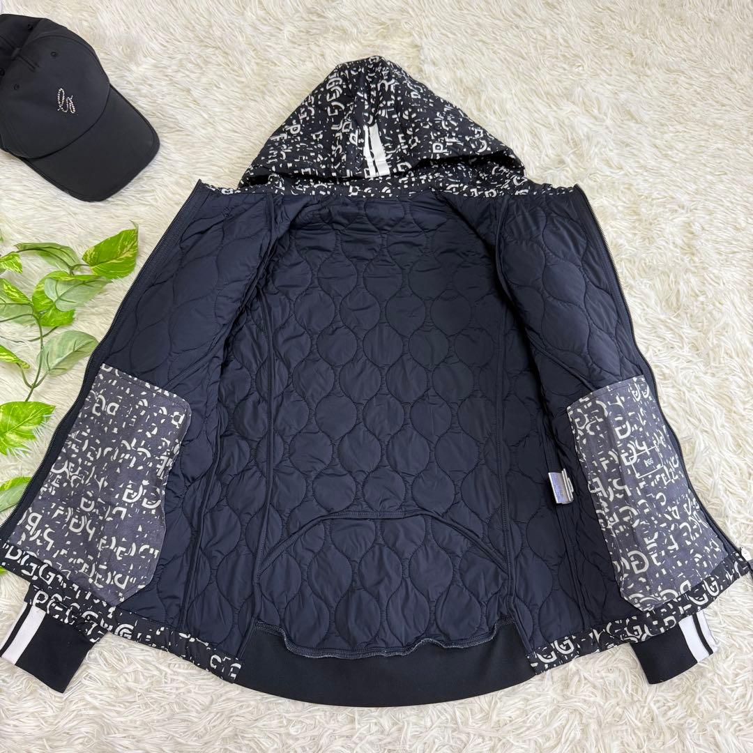 【PGG パーリーゲイツ】美品♡中綿ジャケット パーカー 総柄 ブラック 0