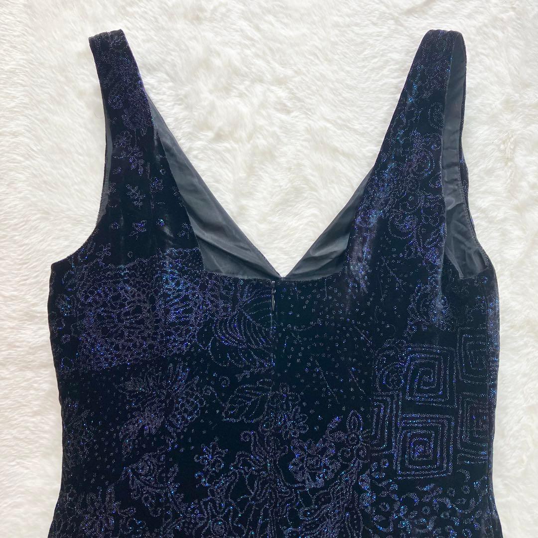 専用　イタリア製 ジャンフランコフィレ ロングドレス　ワンピース シルク　紺色