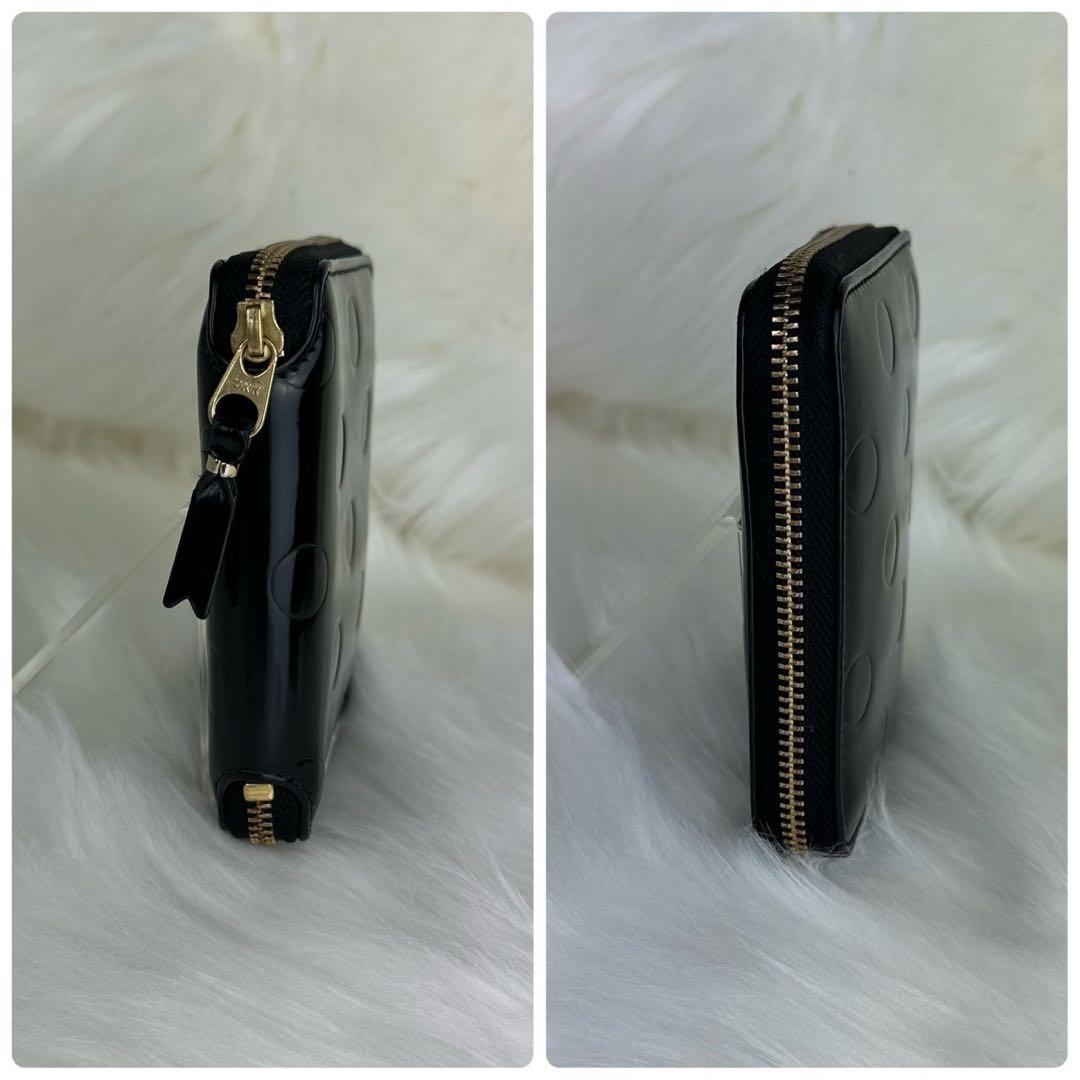 【名作】コムデギャルソン⭐︎ポルカドット ラウンドジップ エンボス 財布 箱付き