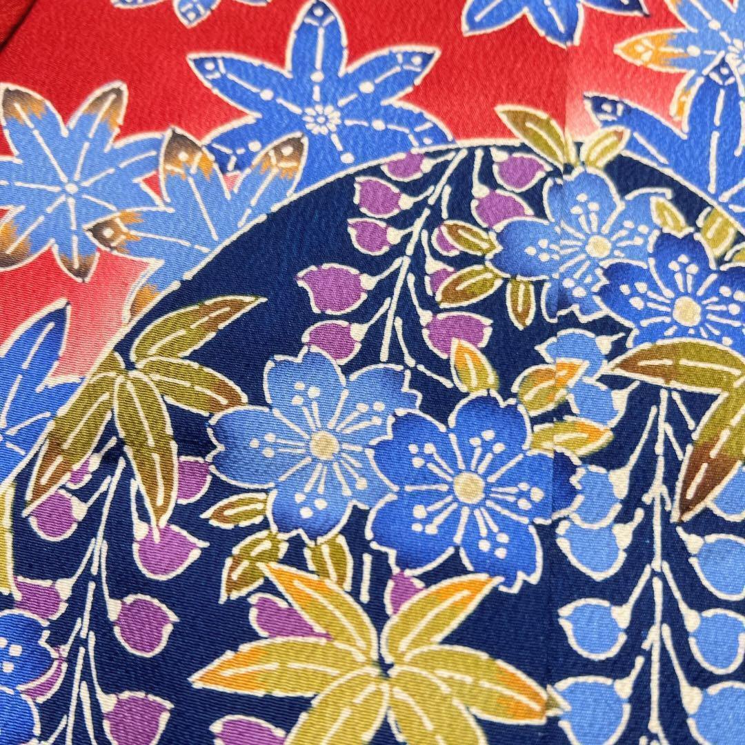 紅型調　振袖　花模様　霞　流水　着物　013w