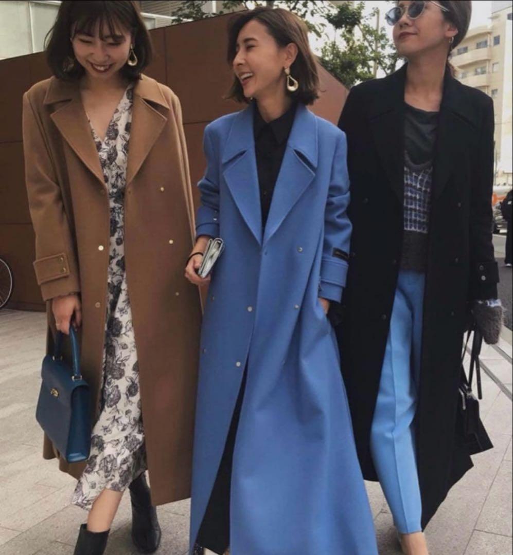 BELT FLARE LONG COAT ブラック