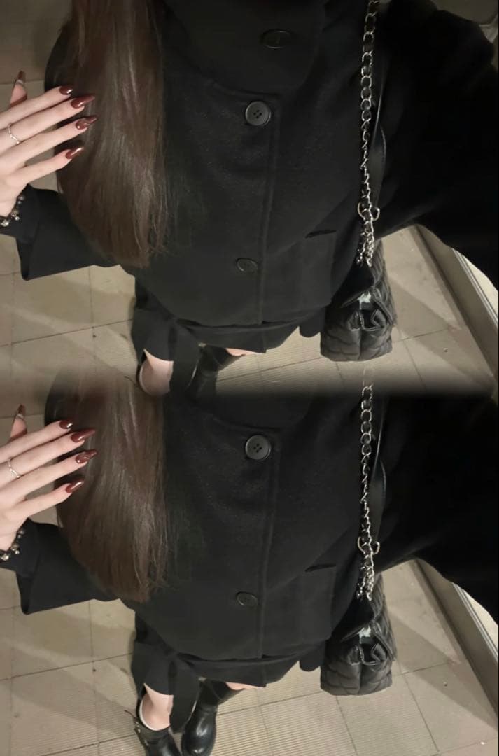 Kerryカラーボタンミドルコート KR30087 ブラック