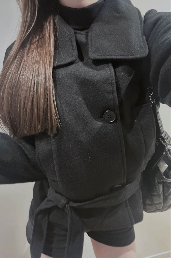 Kerryカラーボタンミドルコート KR30087 ブラック