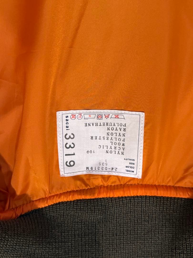 KUU様sacai サカイ　刺繍入りツイル ボンバー ジャケット