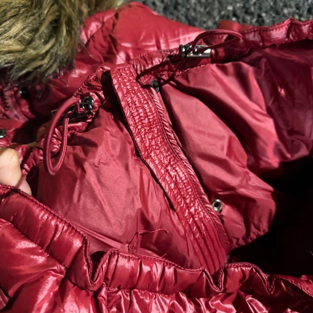 00s old gap ファー ダウン ベスト 光沢 y2k archive 赤