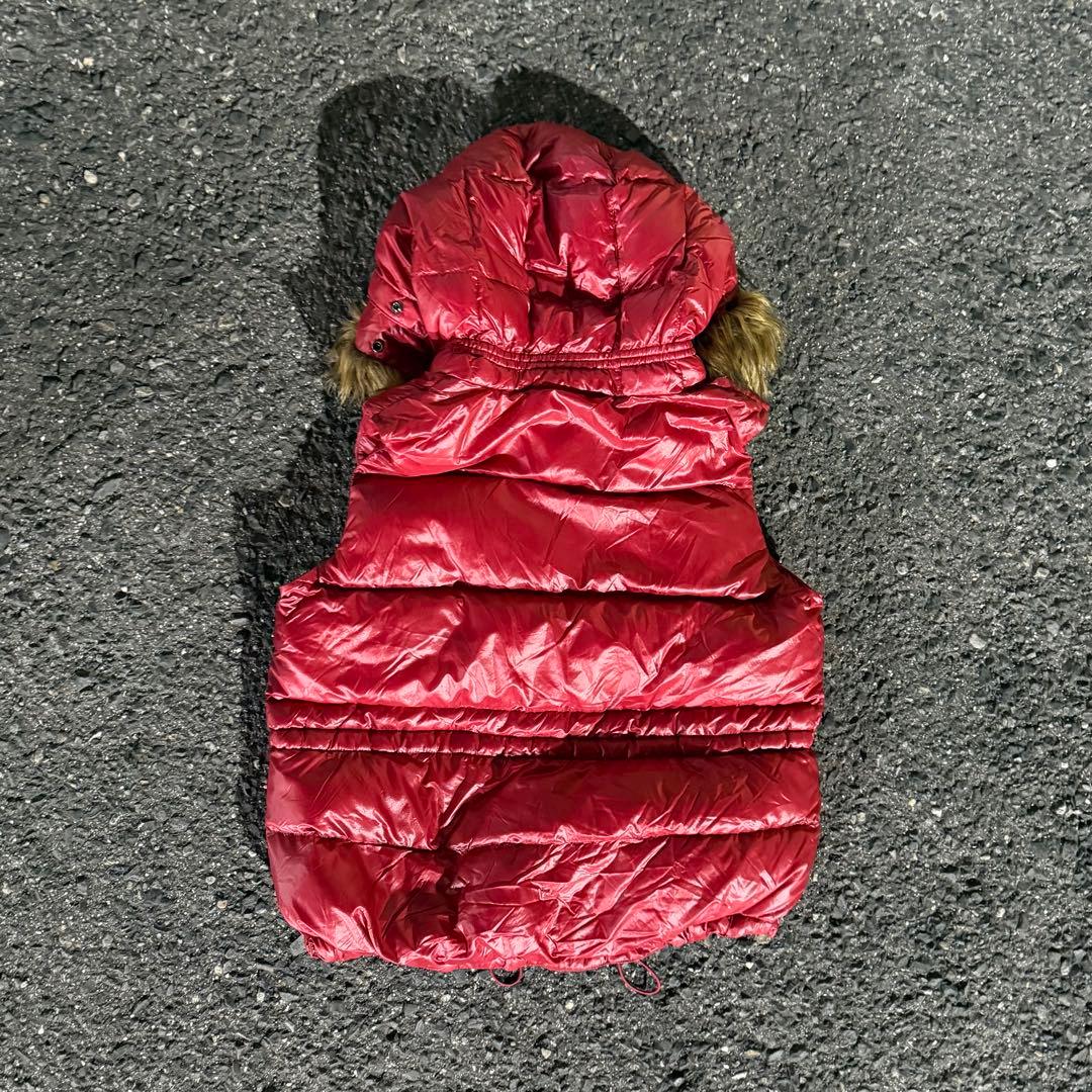 00s old gap ファー ダウン ベスト 光沢 y2k archive 赤