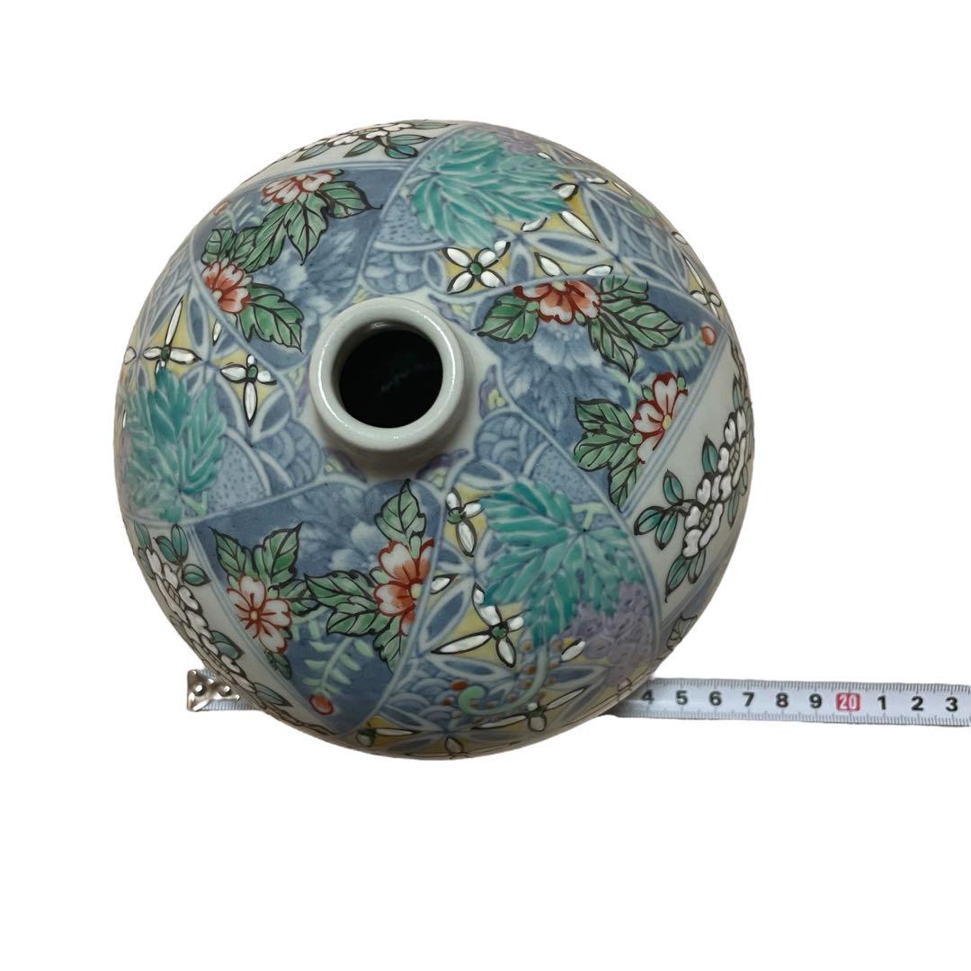 【激レア】六代走波作　染錦椿草花あやめぶどう文　つぼ　壺