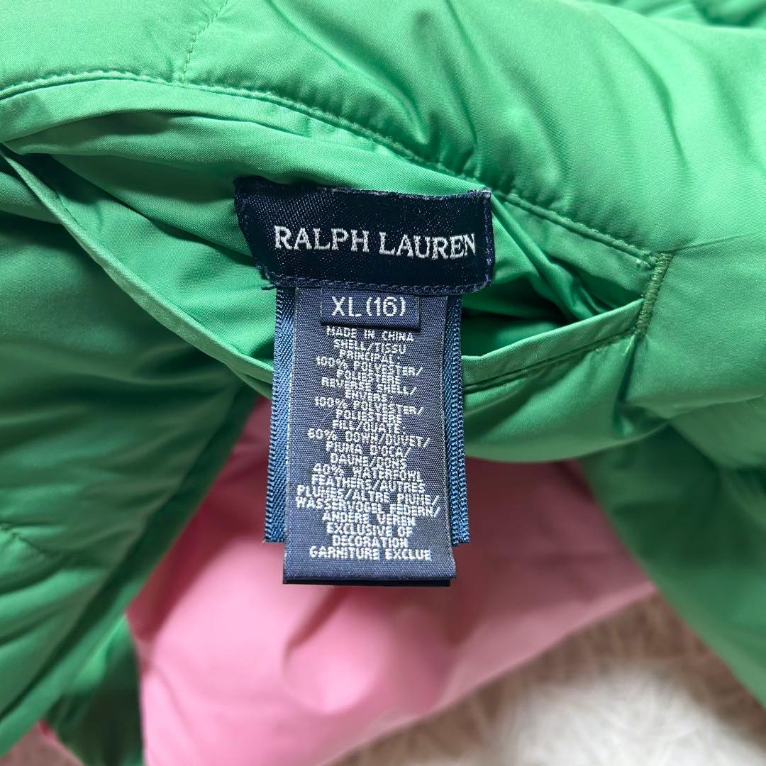 未使用級 ラルフローレン ダウンジャケット ベスト 緑 ピンク リバーシブル M