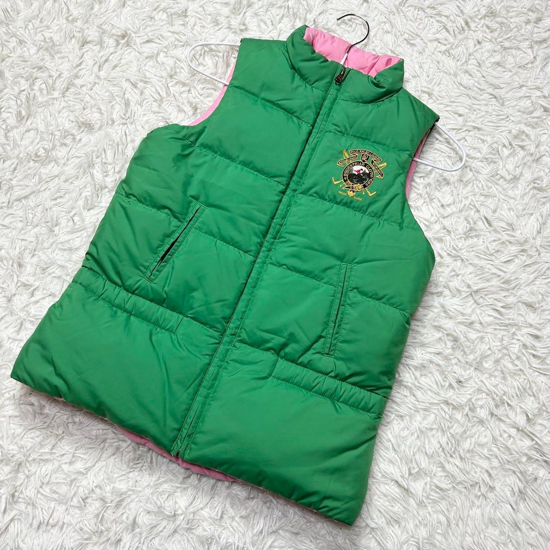 未使用級 ラルフローレン ダウンジャケット ベスト 緑 ピンク リバーシブル M