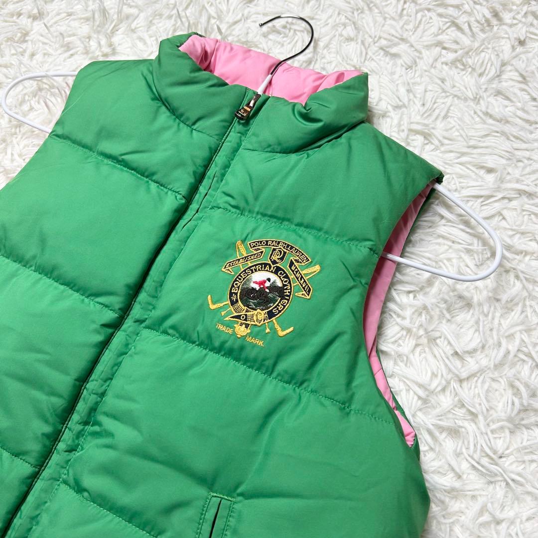 未使用級 ラルフローレン ダウンジャケット ベスト 緑 ピンク リバーシブル M