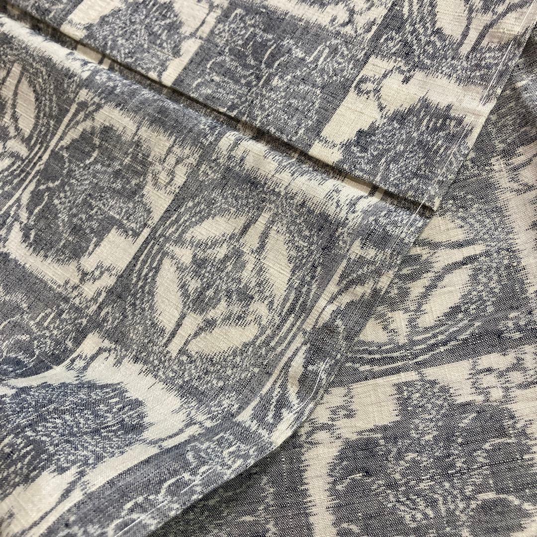 Woody正絹100%結城紬　単衣手縫い仕立て　1部躾糸付き