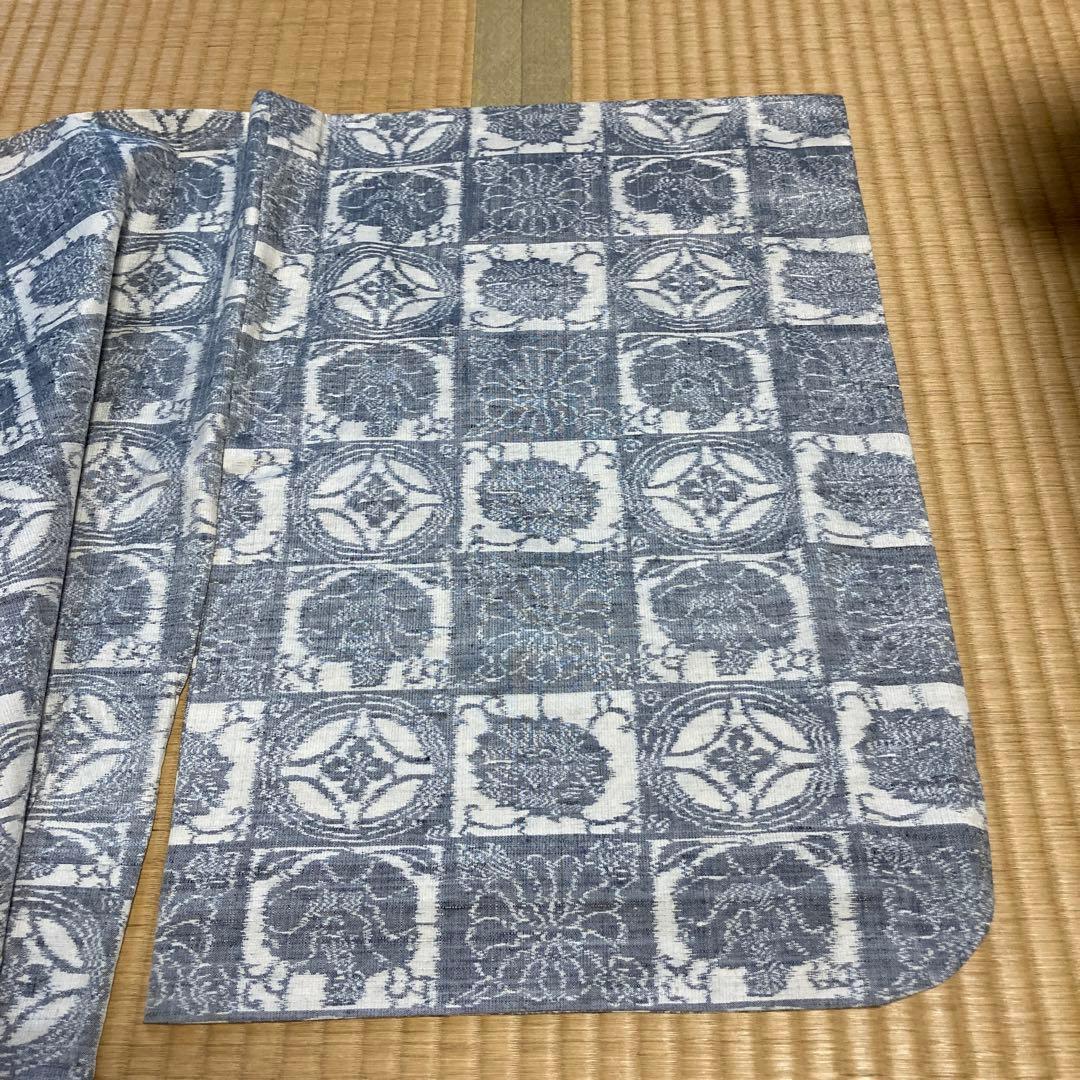 Woody正絹100%結城紬　単衣手縫い仕立て　1部躾糸付き