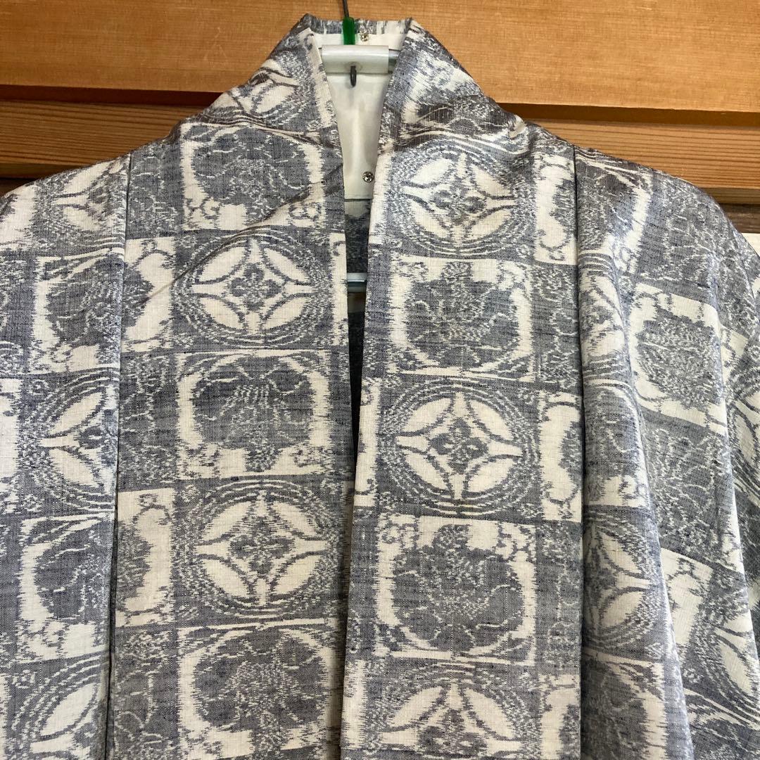 Woody正絹100%結城紬　単衣手縫い仕立て　1部躾糸付き