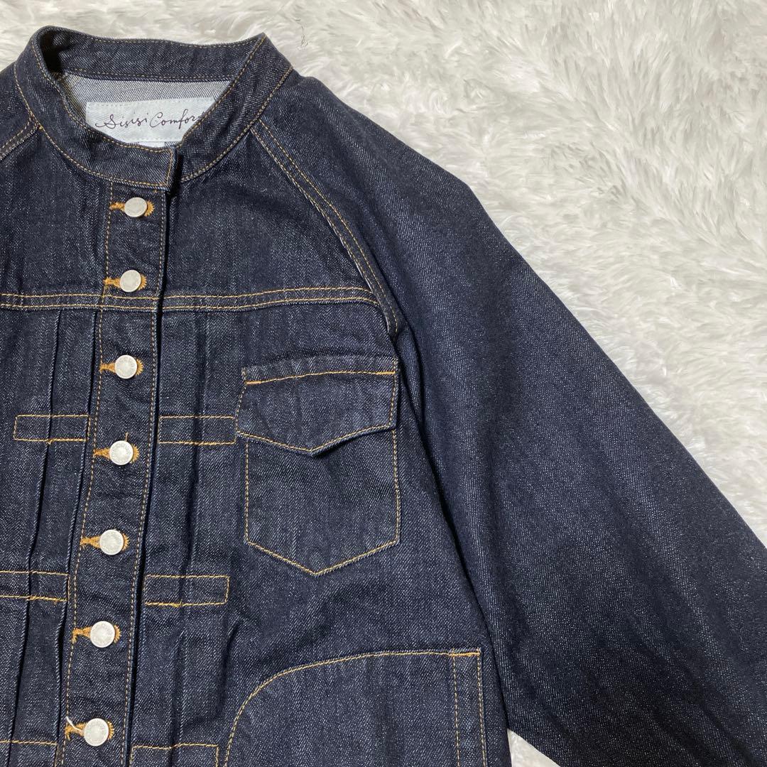 極美品✨si-si-si comfort ノーカラー　デニムジャケット 40