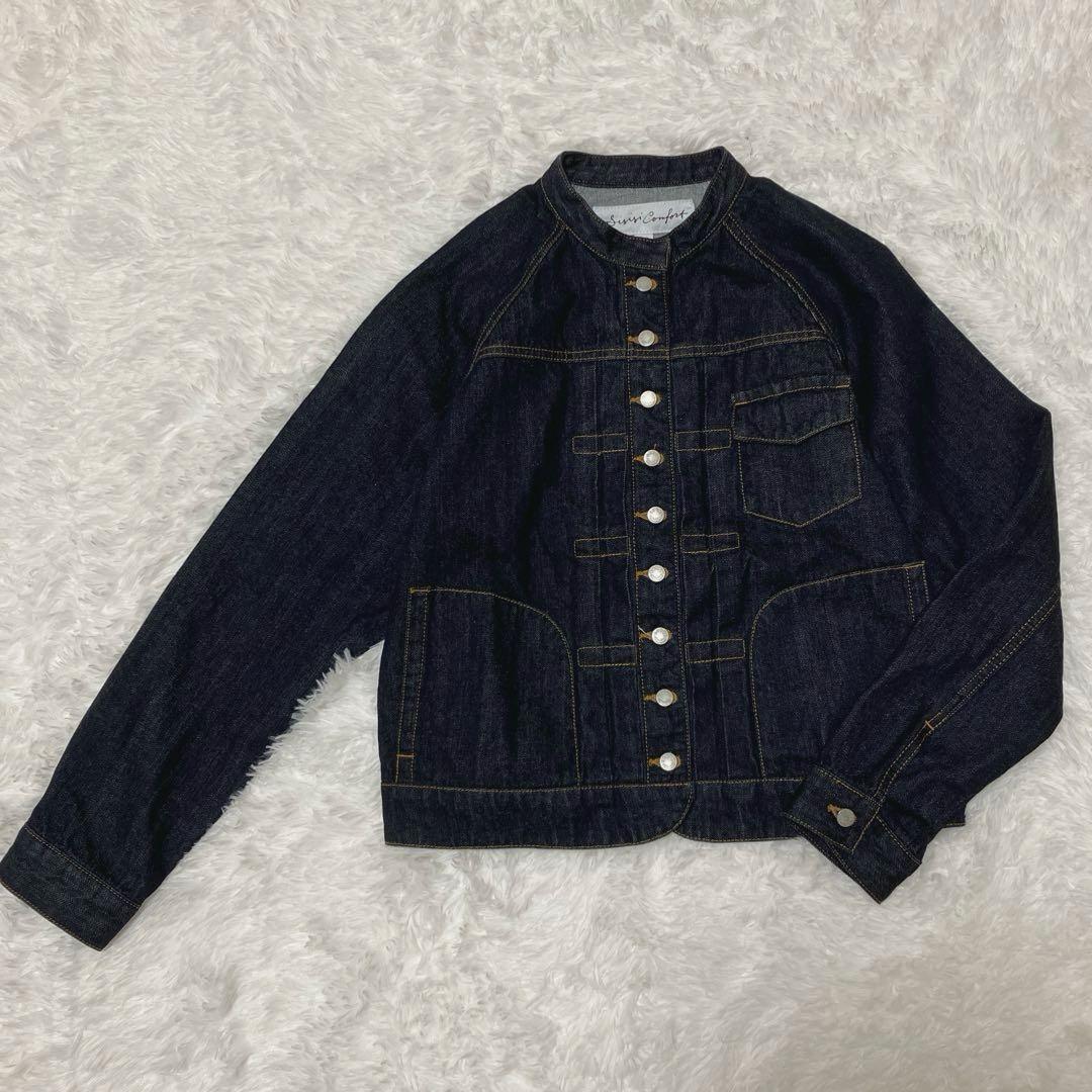 極美品✨si-si-si comfort ノーカラー　デニムジャケット 40