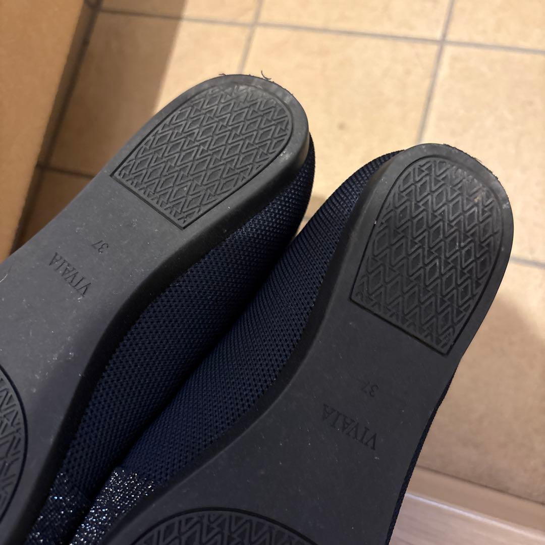 VIVAIA★AZURAネイビーラメフラットシューズ23.5 37