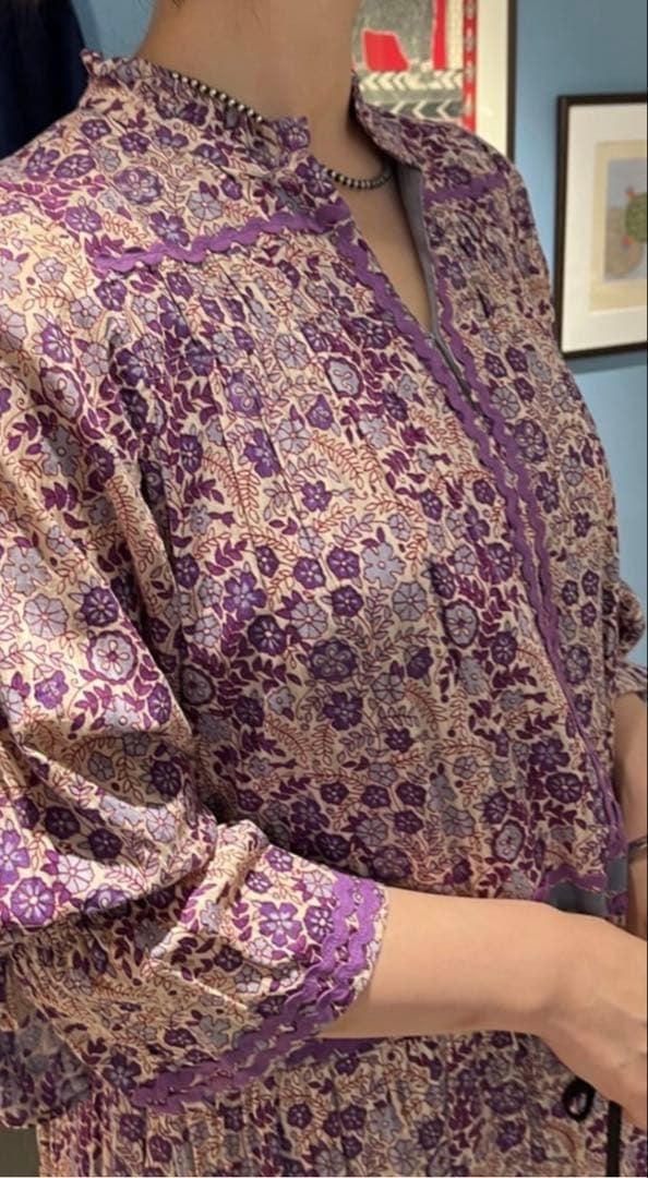 なな【サラマリカ】コットン ジャガード フラワープリント フリルドレス