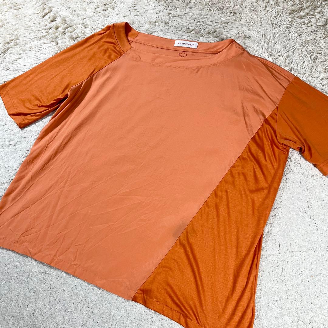 エーエフヴァンデヴォースト シルク アシンメトリー 切替 トップス サイズ2