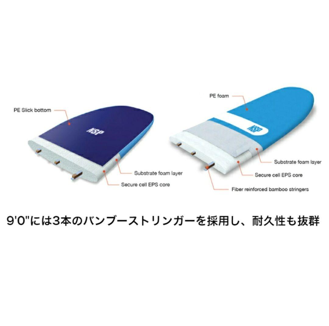 NSP サーフボード 7'0\" ソフト 7ft フィン＆リーシュ＆ワックス付き