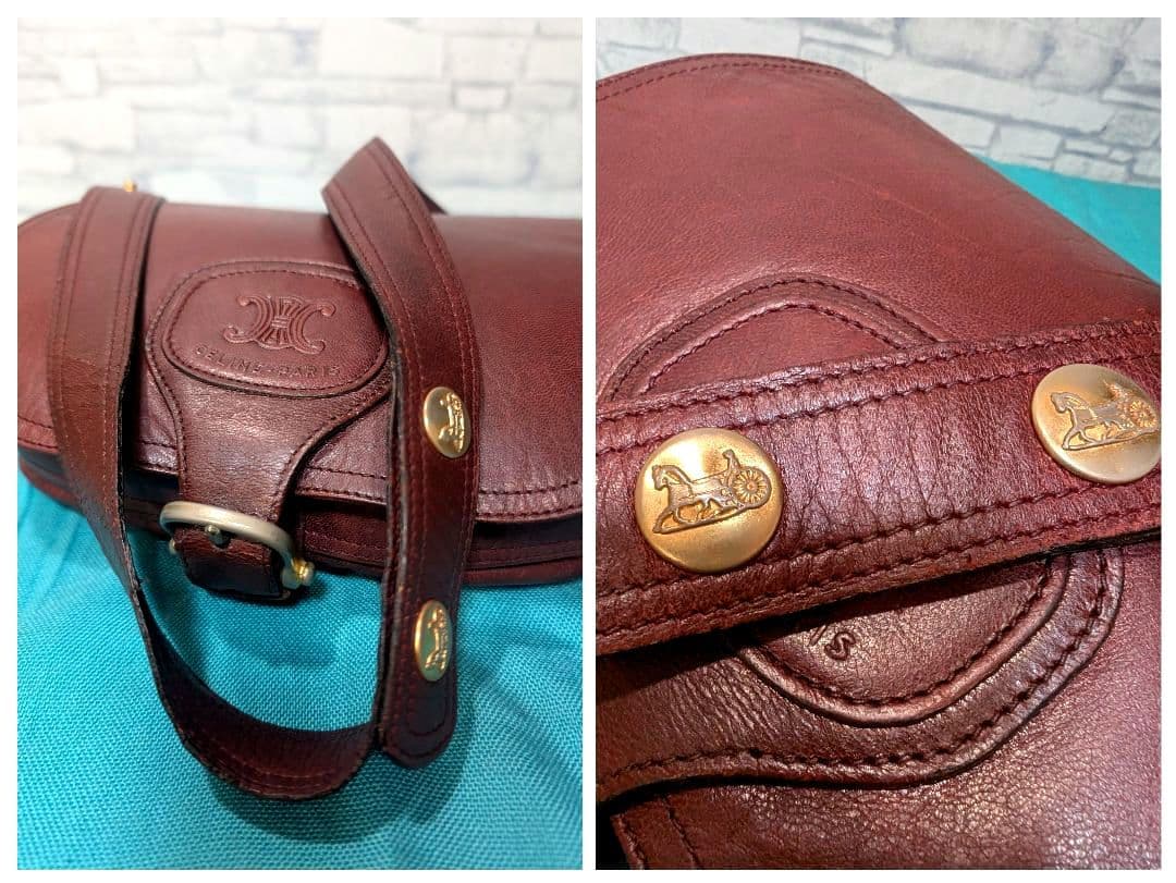 美品♥セリーヌ ショルダーバッグ トリオンフ レザー ヴィンテージ CELINE