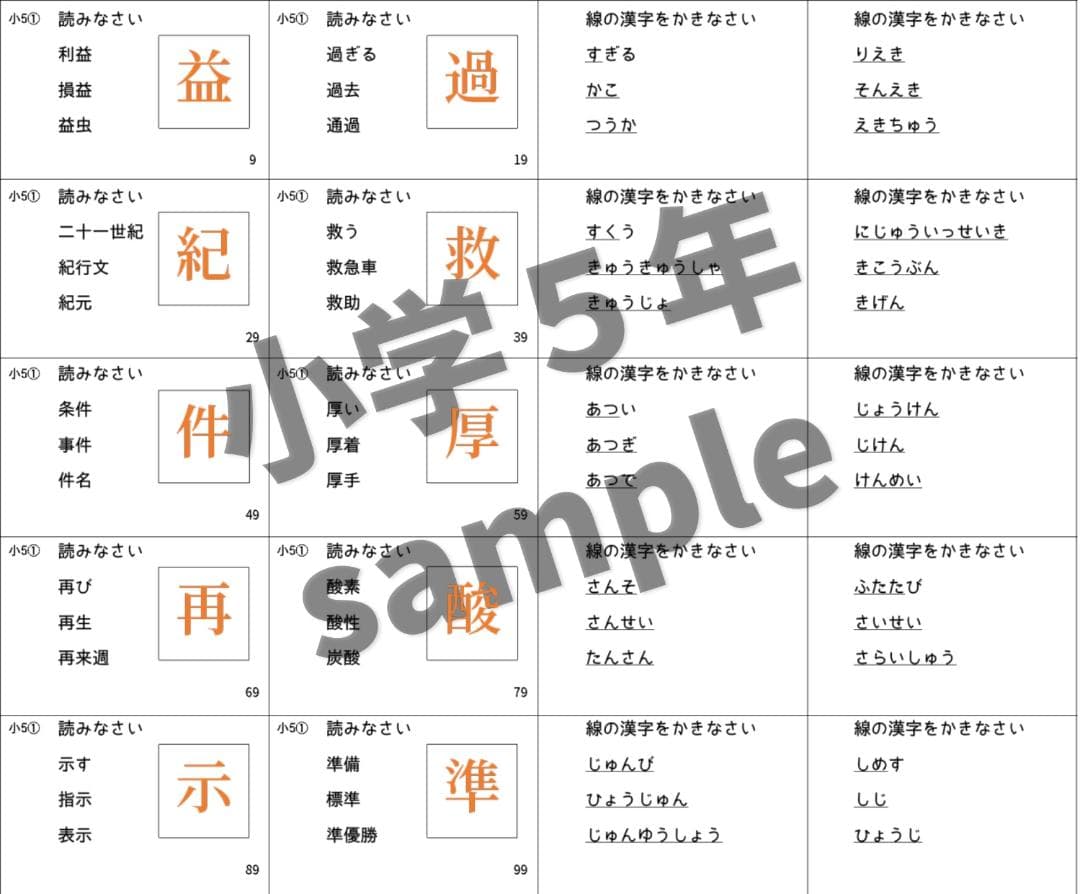 小学生常用漢字全1026字【033】読みと書きの問題カード　毎日コツコツ