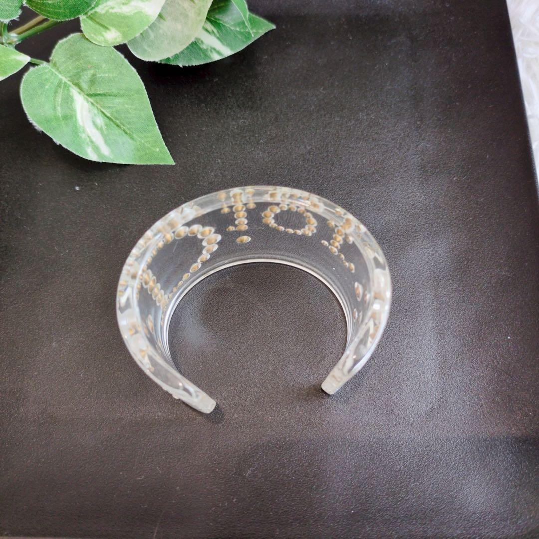 クリスチャンディオール クリスタル スワロフスキー ワイド バングル クリア