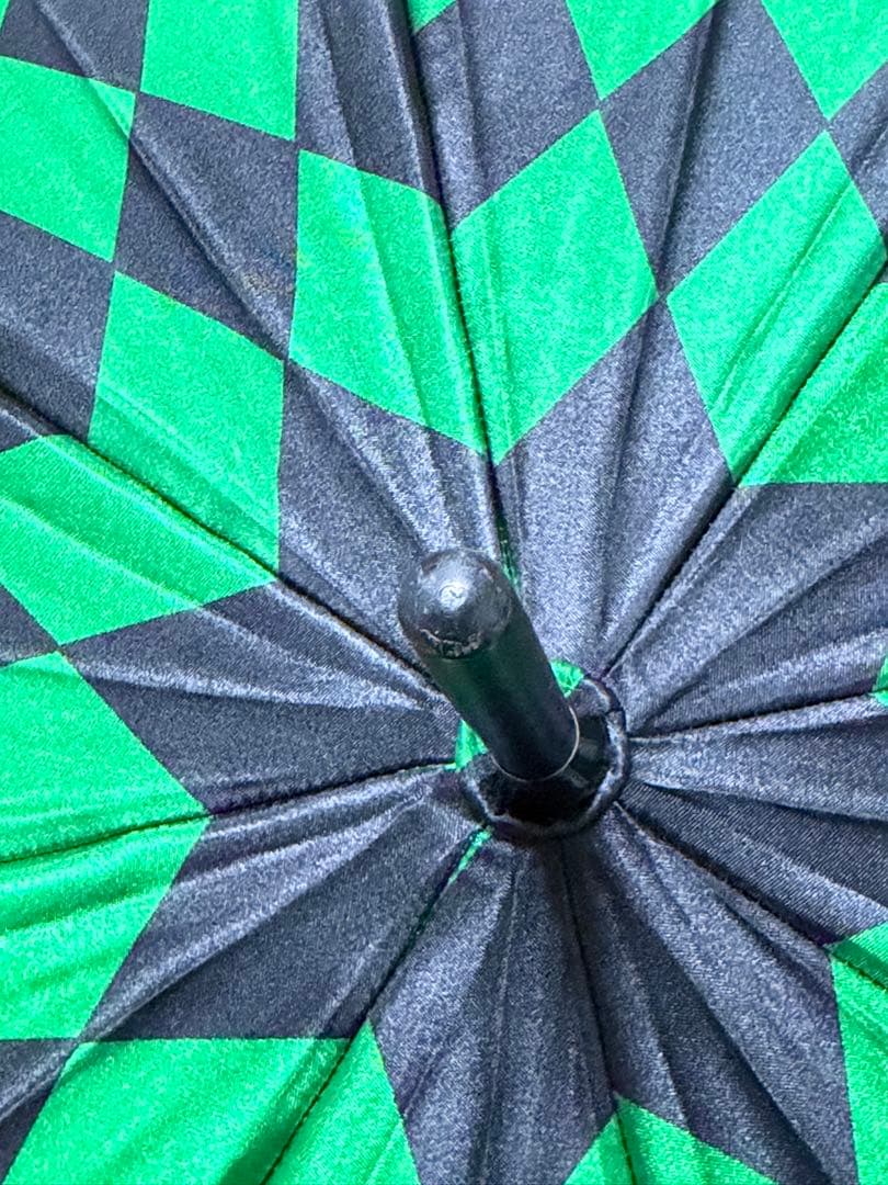 GIANNI VERSACE 長傘 緑と黒のチェック柄
