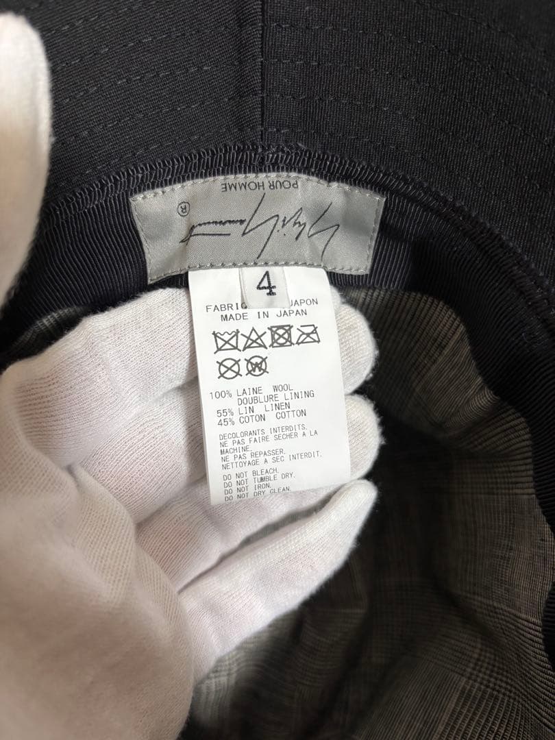 美品　ヨウジヤマモト プールオム ウールギャバジン フェドラハット 黒 サイズ4