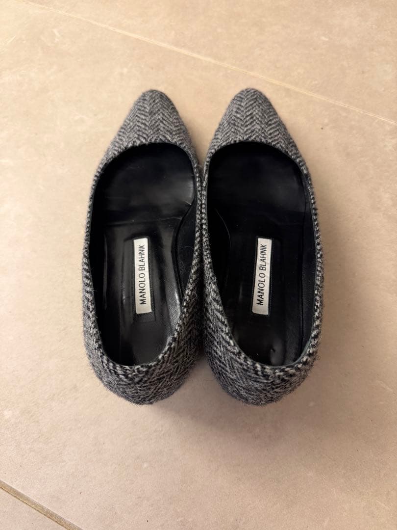 F*☆様 お値下げ！MANOLO BLAHNIK ツイードパンプス グレー系