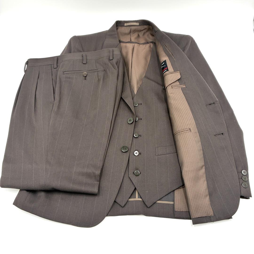 美品　スーツ　ジレベスト　スラックス　3ピース　ウール　国産　高級生地